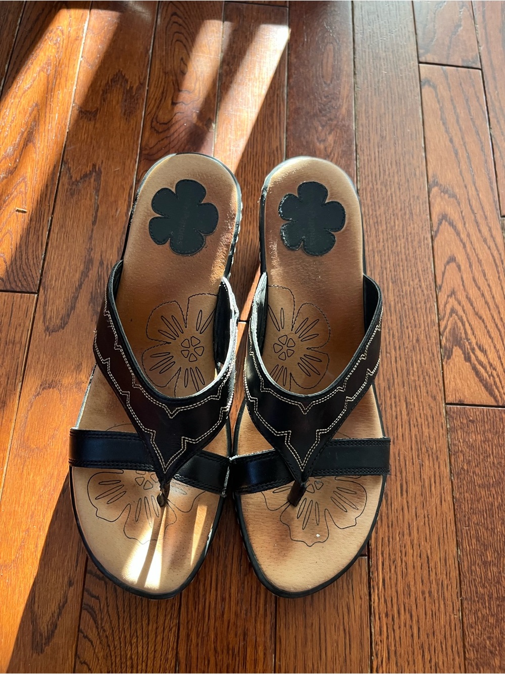 Hush Puppies Black Floral Insole Wedge Sandals